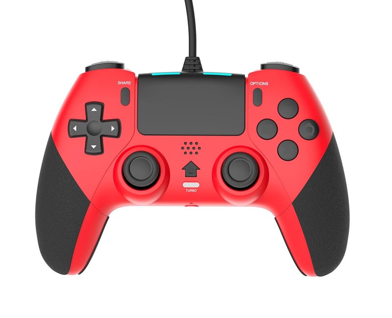 GAMFAMI Wired Controller Gamepad for Playstation 4 with Advanced Programming Buttons Dual Vibration Shock Joystick Gamepad for PS4/PS4 Slim/PS4 Pro and PC (Red) - Image 2
